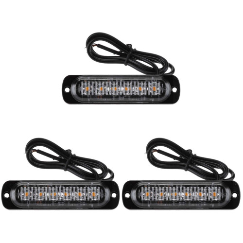 3Pcs Motorcycle Strobe Light Bar Black 18 Patterns Powered by 6 Leds