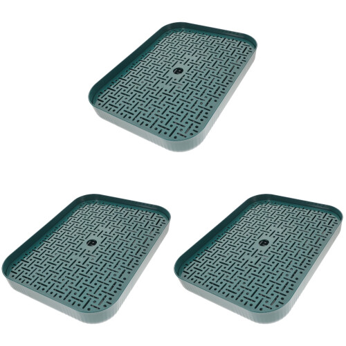 3Pcs Green Detachable Double Layer Tea Set Serving and Drain Tray
