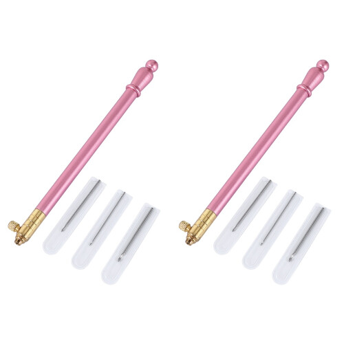 2Sets Durable Pink Embroidery Hook Needles Kit for Knitting Projects 1