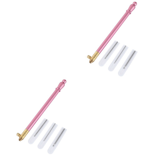 2Sets Durable Pink Embroidery Hook Needles Kit for Knitting Projects 2