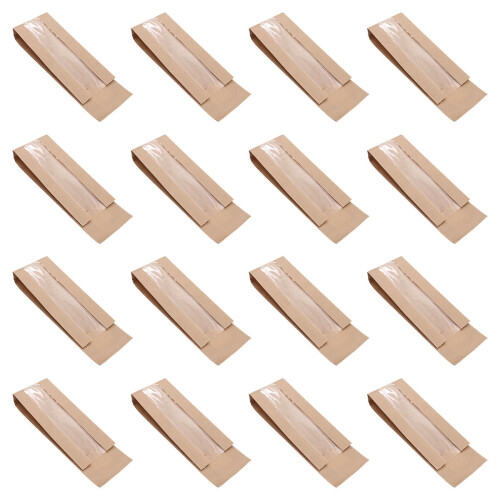 50Pcs Kraft Bread Bags Light Brown with Clear Window for Bread Storage