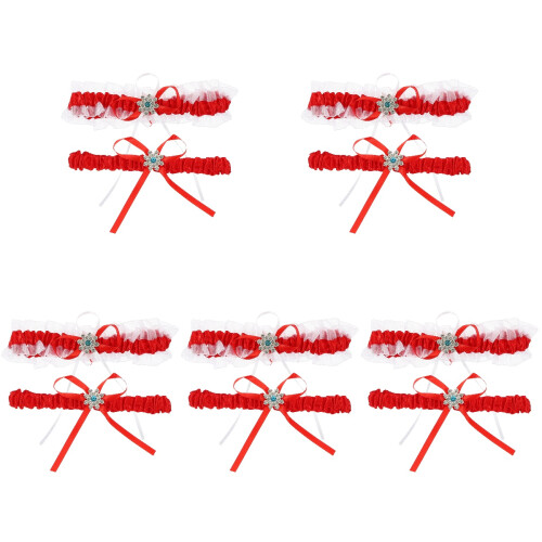 5Sets Rood Elastisch Kanten Beenband Bruid Bruiloft
