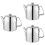 3Pcs Stainless Steel Tea Pot Silver with Ergonomic Handle 7