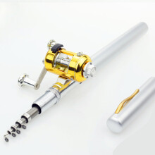 (Silver) Compact Aluminum Fishing Rod - Ergonomic Grip