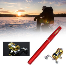 (red) Compact Aluminum Fishing Rod - Ergonomic Grip
