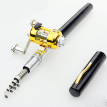 (Black) Compact Aluminum Fishing Rod - Ergonomic Grip