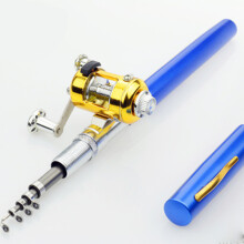 (Blue) Compact Aluminum Fishing Rod - Ergonomic Grip