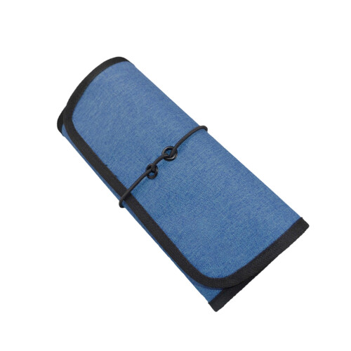 2Pcs Portable Foldable USB Cable Storage Bag Blue Large Capacity Pouch 1