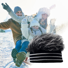 (Grey) Striped Acrylic Beanie for Winter & Outdoors