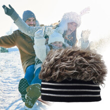 (Coffee) Striped Acrylic Beanie for Winter & Outdoors