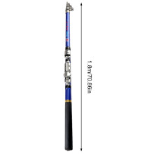 (Blue, 1.8 Meters) Carbon Fishing Rod - Sea & Freshwater, Lightweight