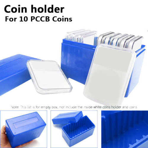 Square Plastic 10 Coin Capacity Holder Slab Storage Box Case Fit for PCCB NGC 2