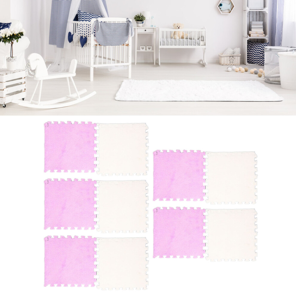 10pcs Plush Foam Interlocking Floor Mats, Color Block, 31x30cm