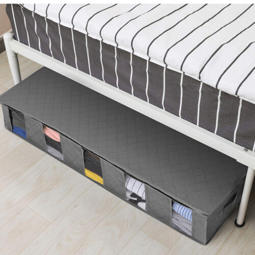 (Gray) Underbed Storage Bag, Thickened Non-Woven Fabric