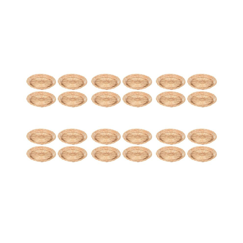 24 Pcs Bamboo Paper Plate Holder - 10 Inch Round Woven Plate Holder, Reusable Paper Plate Holders For Picnic Party Light 4713610525141