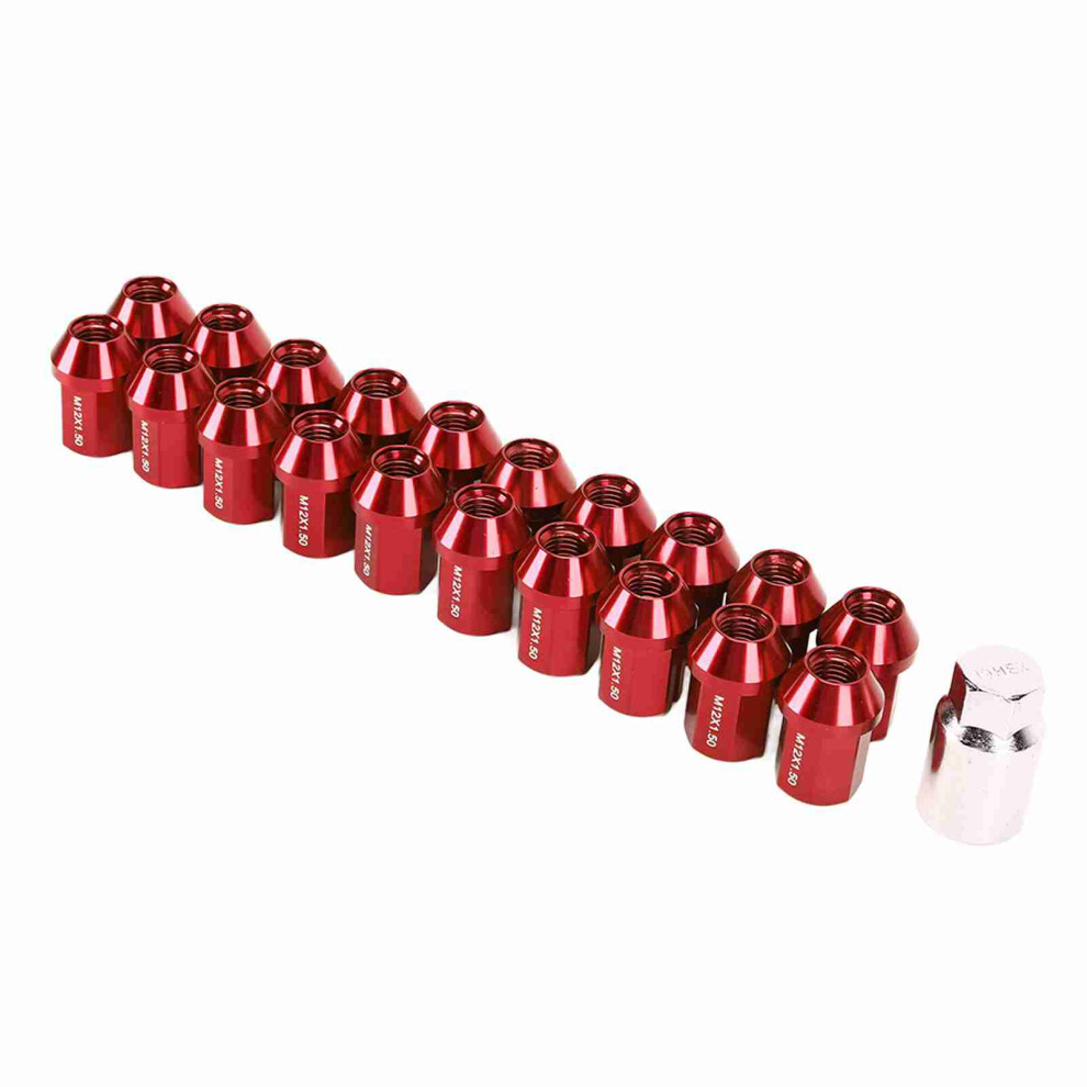 20 Piece M12x1.5 35Mm Alloy Wheel Lug Nuts Red 7444352510450
