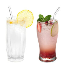 60PCS Reusable Clear Glass Straws Shatter Resistant Glass Drinking Straw 30 Straight & 30 Bent with 20 Cleaning Brushes