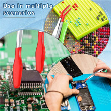 12 St Pincett med Gummispetsar Mjuk PVC Gummibelagda Spetsar BöJda och Raka Platt Spets PrecisionsböJda LåNga Pincett