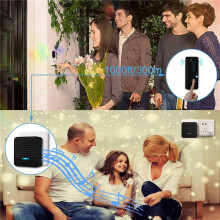 2X Wireless Solar Doorbell IP65 Waterproof 300M Doorbells Chime Kit Solar Power Charging Outdoor Doorbells-US Plug