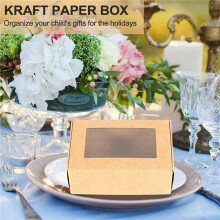 120 Pcs Paper Box with Window Present Packaging Box Treat Box for Soap Treat Bakery Candy(Black Brown White)