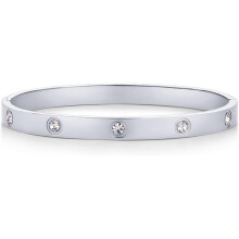 (7.5 Inches, White Gold) KOUYI 14K Gold Plated Love Bangle Bracelets for Women | Waterproof Stainless Steel Cubic Zirconia Hinged Bracelet Dupe