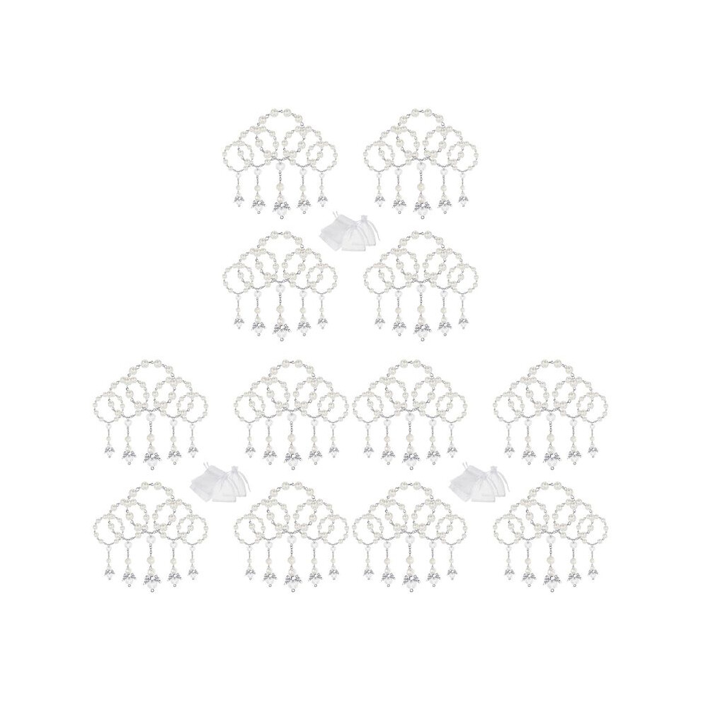 60 Pcs Baptism Acrylic Rosary Beads  Rosaries Angel with Organza Bags for the First Communion Baptism Party Favors