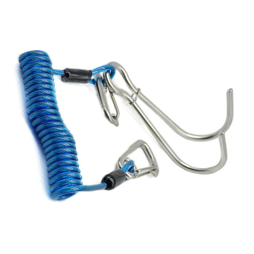 2X Double  Dive  Rafting Hook Stainless Steel  Hook Spiral Coil Spring Cord Dive Safety Accessory - 1