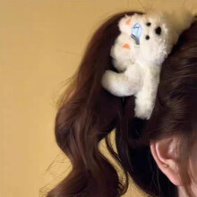 (Blue Hat Style) Westie Plush Hair Clip for Long Hair Fashion