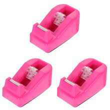 3St Compacte Tapehouder Roze Plastic Met Roestvrij Staal Voor