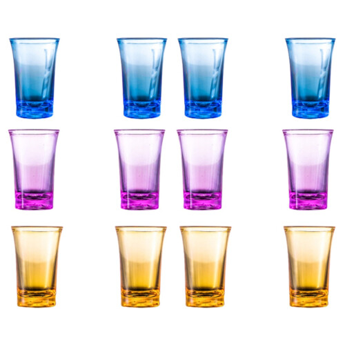 12Pièces Verres À Whiskey Colorés, Robustes Transparants 1