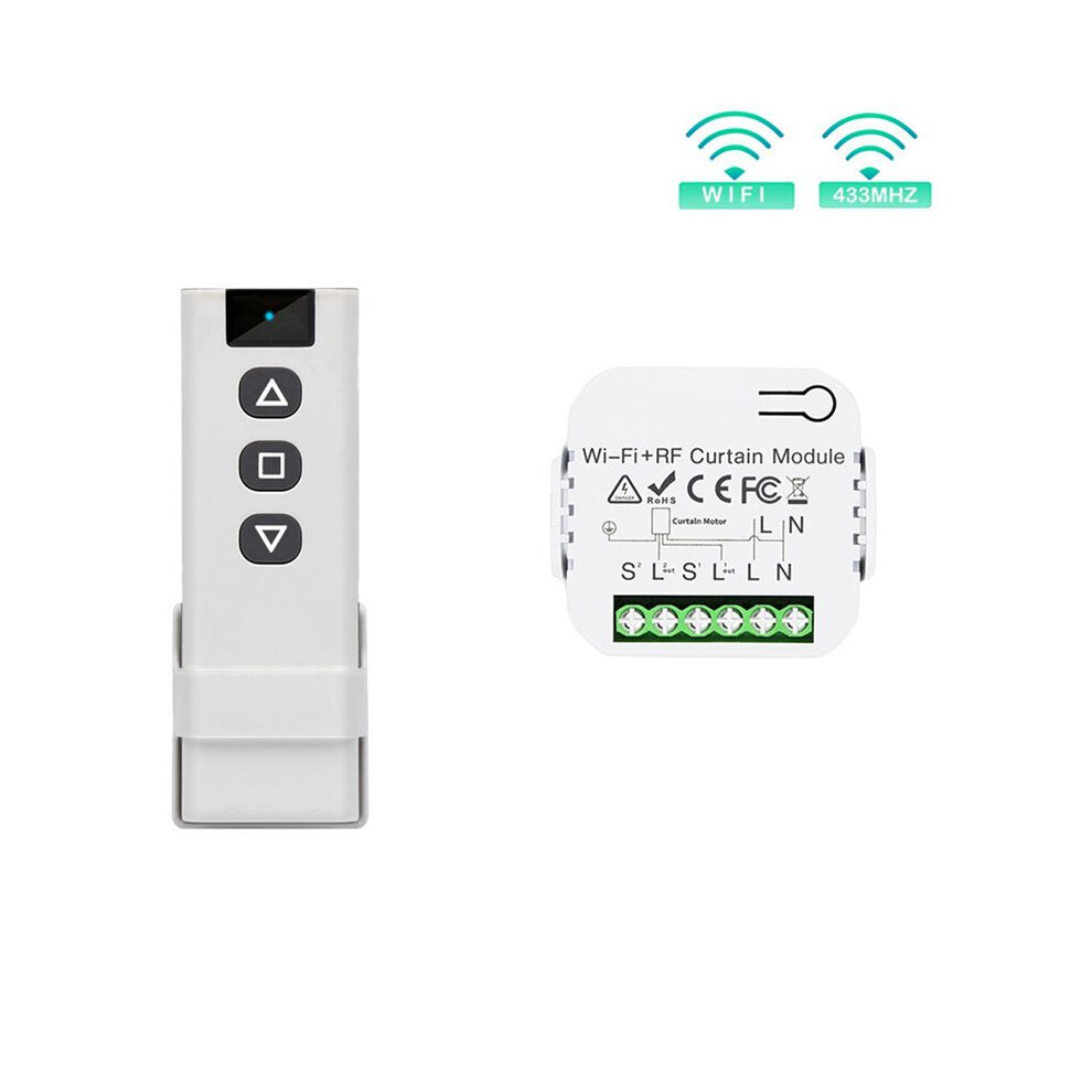 3X Tuya Life Wifi 433Mhz Blind Curtain With Rf Remote For Electric Roller Shutter Control, 1Rc 1Re 4713309500268