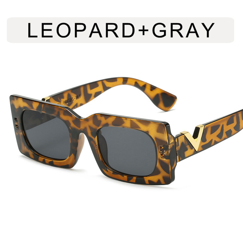 Dachuang Beauty Grey (Leopard ) Trendy Uv Sun Protection V-Shaped Sunglasses For Cosplay