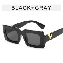 (Bright Black Frame All Gray) Lunettes de soleil UV en V pour cosplay