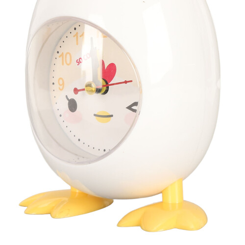 Cute Egg Shell Chicken Alarm Clock - White, ABS, 158g Bedside Decor 2