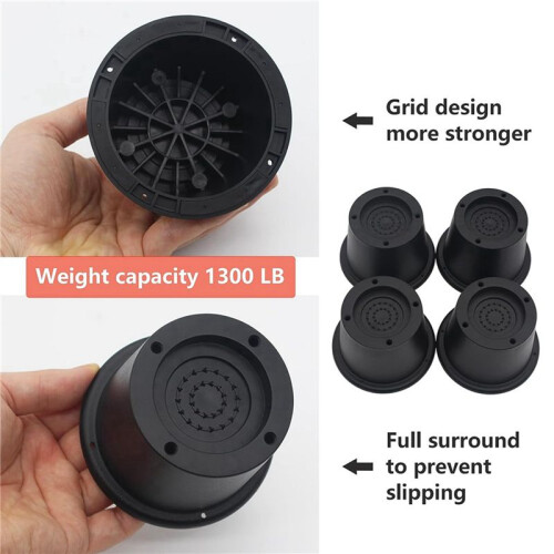 Pack Furniture Risers Preto Bed Risers 2,3 Polegadas, Elevadores de Cama para Sofá, Sofá, Mesa, Extensores Suportam Até 1.300 Libras 2