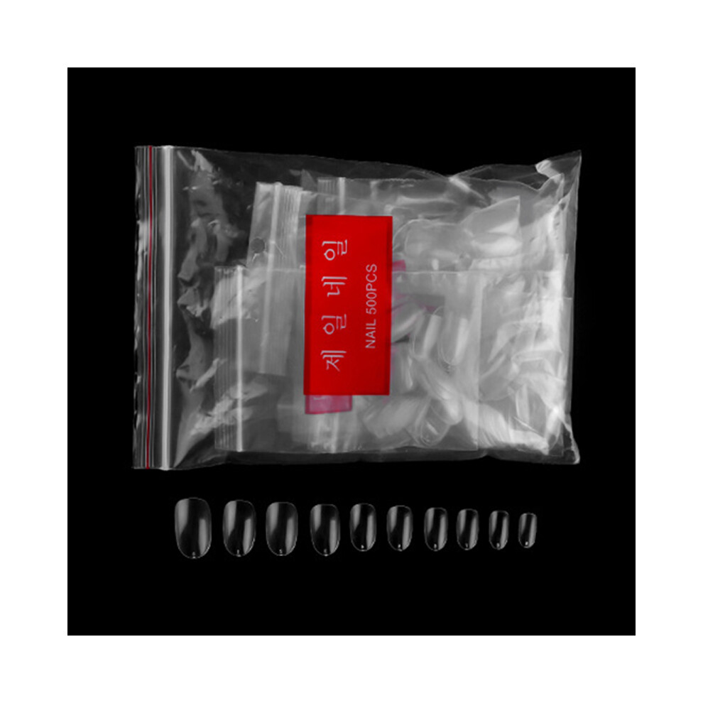 Roc-Electron White (2) 500Pcs Fake Nails, /Transparent Oval Patch
