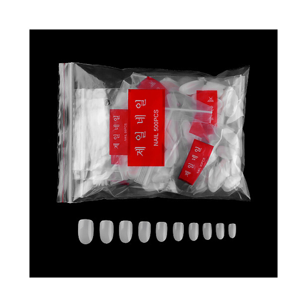 Roc-Electron White (1) 500Pcs Fake Nails, /Transparent Oval Patch