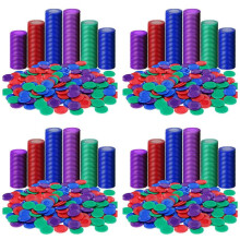 1600 Pieces Plastic Poker Chips Game Chips 4 Colors Counter Card for Game Playing Counting Bingo Game Chips Card, 1