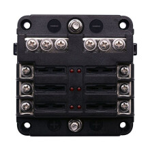 10X 6-Way Fuse Block,with LED Indicator 12 Circuits with Negative Marine Fuse Box for 12/24V Car Boat RV Truck
