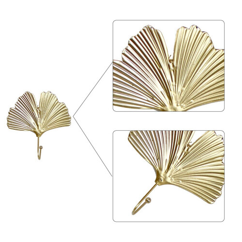 2X Vintage Coat Hooks Wall Hooks Decorative Hooks Leaf Shape Metal Towel Hooks Hanger Wall Mounted Multi-Purpose Hooks B 2