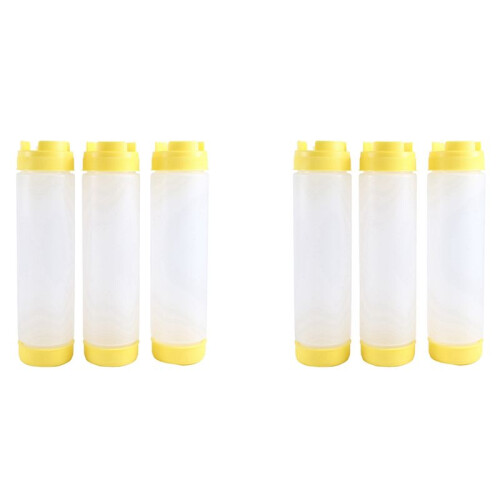 6X 16Oz Inverted Plastic Squeeze Bottles, Refillable Tip Large Valve Dispenser Condiment Squeeze Bottle