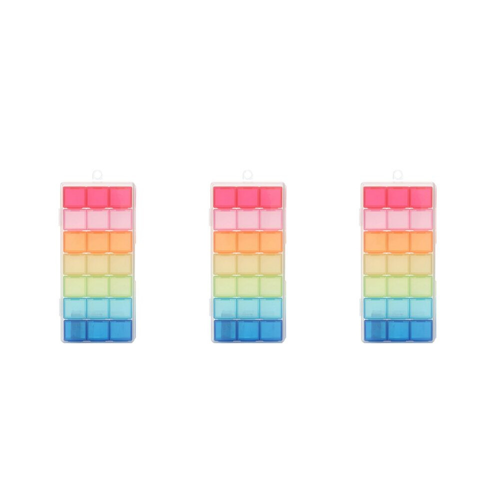 Bobotron 3X 21 Compartment Transparent Color Empty Plastic Box Pill Tablet Medicine Organizer Weekly 7 Days 3-Row Tray Case