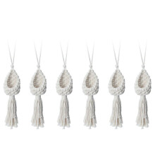 6x Boho Macrame Air Plant Hanger Tillandsia Cesto sospeso Porta corda Fiore Decorazioni per la casa (13 cm)