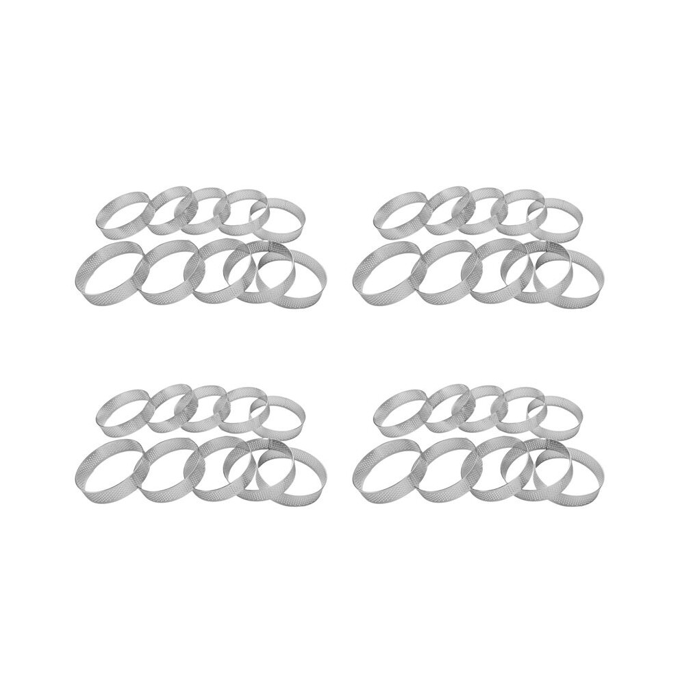 40 Pack Stainless Steel Tart Ring, Heat-Resistant Perforated Cake Mousse Ring, Round Ring Baking Doughnut Tools, 8Cm 6031506379608