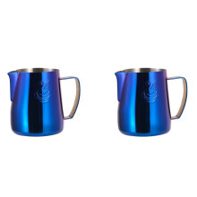 2X 400 Ml Acier Inoxydable Tasse à Mousser de Lait Pichet à Café Crémier Barista Artisanat Expresso Cruche Art Latte pour la Maison, B