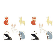 10 PCS Animal Enamel Pins Set Cartoon Panda Koala Alpaca Rabbit Lapel Pin Brooches Badges for Backpacks Jackets