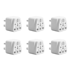 6X Amerikaanse Reisstekkeradapter EU/UK/AU/In/CN/JP/Azië/Italië/Brazilië Naar VS (Type B), 3-Polige VS-Stekker, Opladerconverter Wit