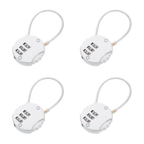 4Pcs Portable Silver Padlocks with Number Code for Suitcase and Locker