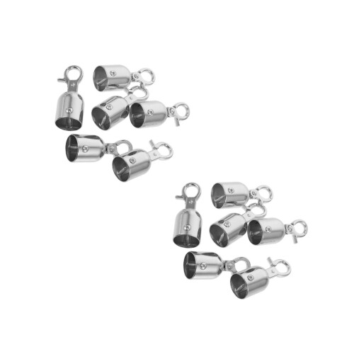 12Pcs Durable Silver Barrier Rope End Caps with Stanchion Rope Hooks