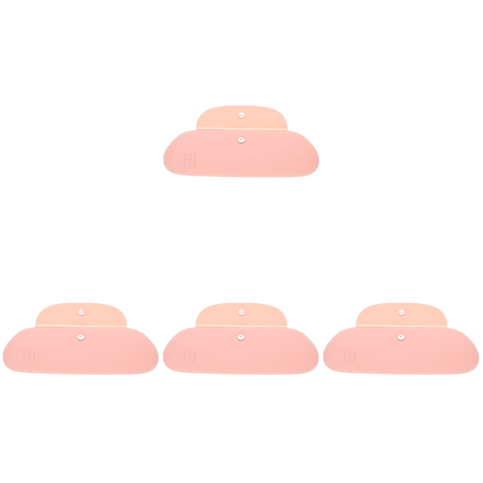 Inoomp Pink 4Pcs Travel Makeup Brush Bag Silicone Organizer Portable Holder